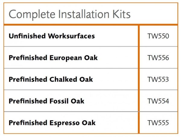 codes for tuscan solid wooden worktop kits